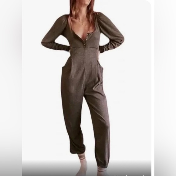 Free People On Point Jumpsuit-gray-    Size S - Picture 1 of 7